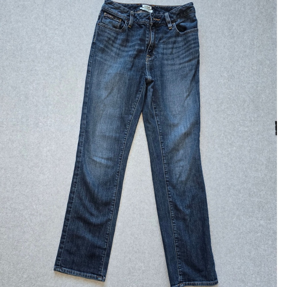 LL Bean Classic Fit Straight Leg Dark Wash Denim Jeans Women 2 Cabincore